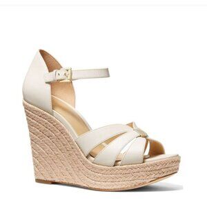 MICHAEL MICHAEL KORS Womens Beige 1" Platform Maggie Wedge Espadrille Shoes - Si